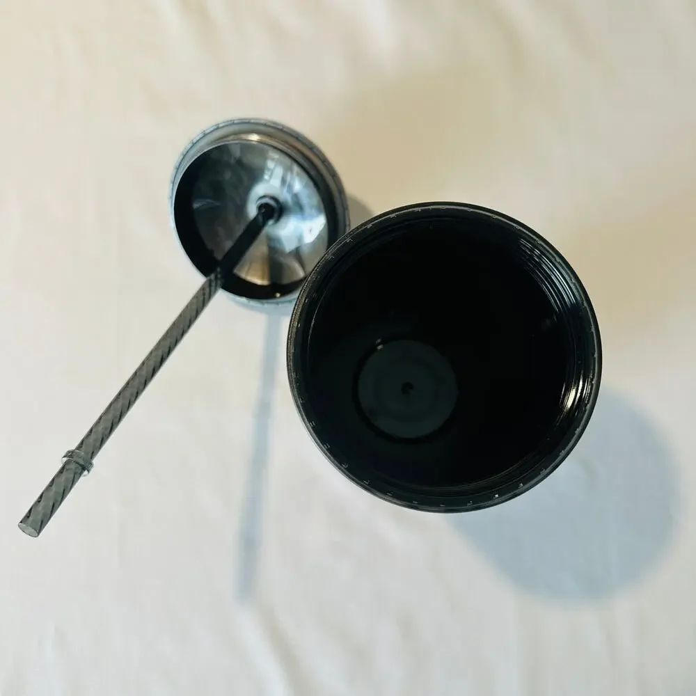 NWT Starbucks Black Domed Lid 16 oz Tumbler w/ Straw